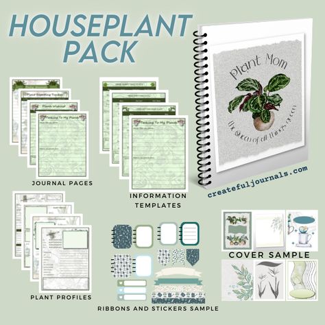 Houseplant Pack Plant Care Guide Printable, Plant Journal Template, Tracker Free, Types Of Planners, Plant Journal, Indoor Gardening, Journal Template, Journals & Planners, Templates Printable Free