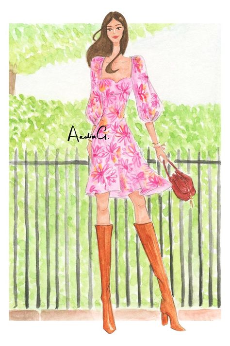 fashion illustration, style blog, illustration blog, sundress official, fall fashion, NYFW, fashion art, fashion sketch, sketchbook stories, AedinG. Illustration, Malaysian illustrator, Malaysian Fashion Illustration, Book Cover Illustration, Custom Portrait, Fashion Calendar, Art Licensing Spring Outfits Illustration, Floral Print Illustration Dress, One Piece Dress Sketch, One Piece Dress Illustration, Summer Wear Illustration, Floral Dress Illustration, Saree Fashion Illustration, Fashion Illustration Book, Illustration Book Cover