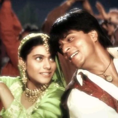 Raj And Simran, Vintage Bollywood Aesthetic, 90s Bollywood Aesthetic, Pretty Movie, Me And Who, 90s Bollywood, Great Movies To Watch, Bollywood Couples, Romantic Videos Couples