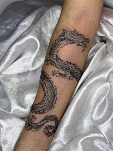 Sleeve Tattoos For Guys Dragon, Thigh Dragon Tattoo Men, Forearm Tattoos Grunge, Upper Arm Dragon Tattoos For Women, Asian Dragon Tattoo Arm, Dragon Forearm Sleeve, Mens Small Arm Tattoos, Simple Half Sleeve Tattoo, Dragon Tattoo Mens