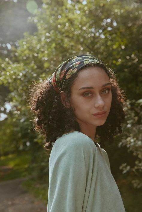 Headscarf With Curly Hair, Hair Scarves Curly Hair, Hair Scarf Curly Hair, Curly Hair And Headbands, Hankerchief Hairstyles Curly Hair, Head Scarf Curly Hair, Long Curly Hair Bandana, Scarf Headband Curly Hair, Scarf Curly Hairstyles