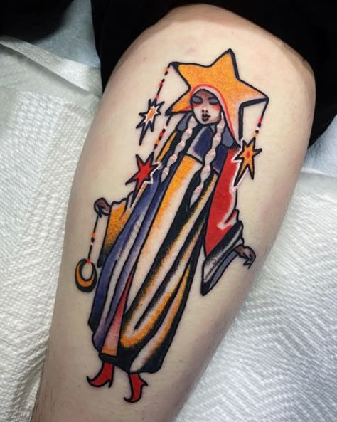 Wrist Tattoos Neo Traditional, Orange Tattoo American Traditional, Clown Core Tattoos, Paranormal Tattoo Ideas, Clown Tattoo Cute, Eccentric Tattoos, Weirdcore Tattoo, Funky Tattoo Ideas, Traditional Clown Tattoo