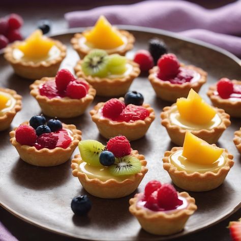 Bite-Sized Fruit Tarts with Vanilla Cream – From 📌Pin To Plate🍰 Tart Plating, Vanilla Pastry Cream, Pastry Cream Recipe, Food Plating Techniques, Butter Crust, Fruit Tarts, Family Dinner Ideas, Easy Lunch Ideas, Ideas Lunch