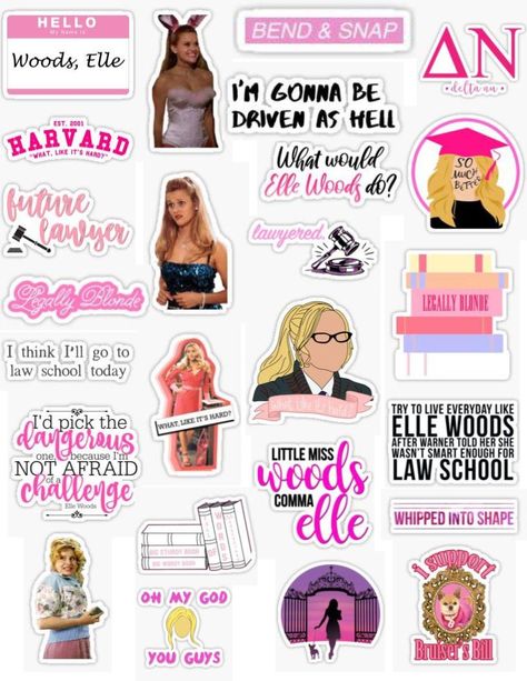 Legally blonde sticker pack Elle woods what like it's hard future lawyer brusers bill lawyered bend and snap sticker packs 2001  sticker pack overlays edits hydroflask stickers laptop stickers phone case stickers retro aesthetic vintage tumblr cute Elle Woods Sticker, Clueless Stickers Printable, Lawyer Stickers Aesthetic, Law Stickers Aesthetic, Legally Blonde Stickers, Cute Stickers For Laptop, Legally Blonde Wallpaper, Elle Woods Wallpaper, 2001 Sticker