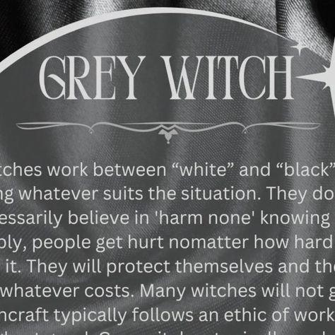 Willow Witchcraft on Instagram: "Are you a Grey Witch? 
Here's a snippet of what a Grey Witch embodies 👆🏼

#todaysposts #topicoftheday #witchtypes #whichwitchareyou #greywitch #greywitchcraft #greywitchery" Grey Witch, Celtic Paganism, White And Black, Witch, Grey, On Instagram, Instagram