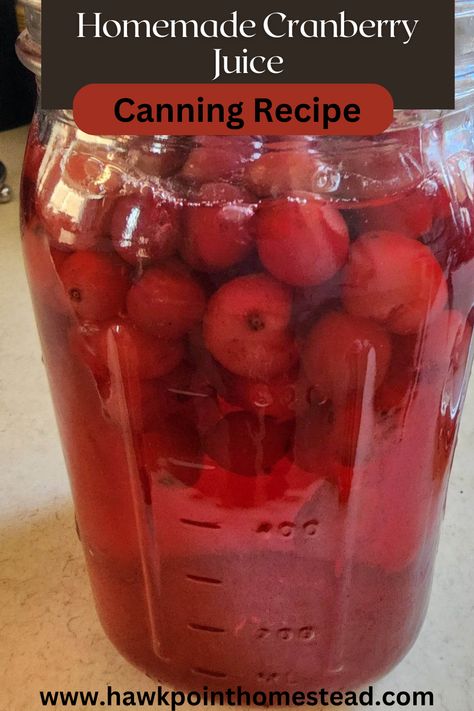 Making and canning homemade cranberry juice is so easy and the juice is just delicious! Buy cranberries when they are on sale and in season and make as much as you can. Buy more to freeze for later, you will not regret it! Cranberry juice is rich in vitamin C, which helps keep your immune system healthy and functioning properly. Making homemade is also so much healthier than store bought. No high fructose corn syrup and you can control the sugar amount! . Canning Cranberry Juice, Homemade Cranberry Juice, Canning Cranberry, Cranberry Uses, High Acid Foods, Canned Cranberries, Drink Recipes Nonalcoholic, Smoothie Makers, Pressure Canning