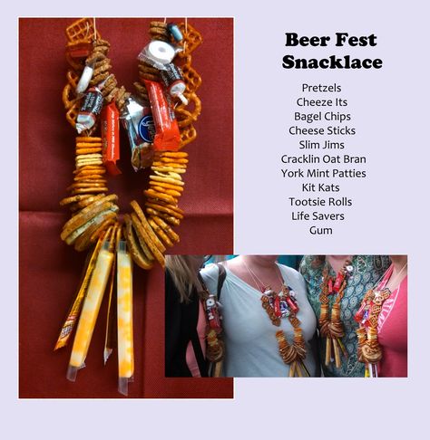 Snacklace! Beer festival pretzel necklace masterpiece by babsinatl.Ok Jason, Laura, Lisa & Mark: I think this might be the one!!!! Beer Necklace Ideas, Beer Fest Necklace, Beer Fest Necklace Ideas, Beerfest Necklace, York Mint Patties, Beer Festival Necklace, Pretzel Necklaces, Snack Necklace, Beer Necklace