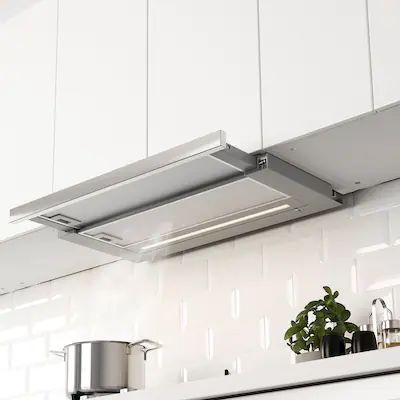 Kitchen Range Hoods & Filters – Extractors, Exhaust Hoods - IKEA Kitchen Extractor Fan Ideas, Kitchen Exhaust Fan Ideas, Modern Range Hood, Kitchen Hood Ideas, Range Hood Stainless Steel, Under Cabinet Range Hoods, Kitchen Hood Design, Stove Vent, Kitchen Vent Hood