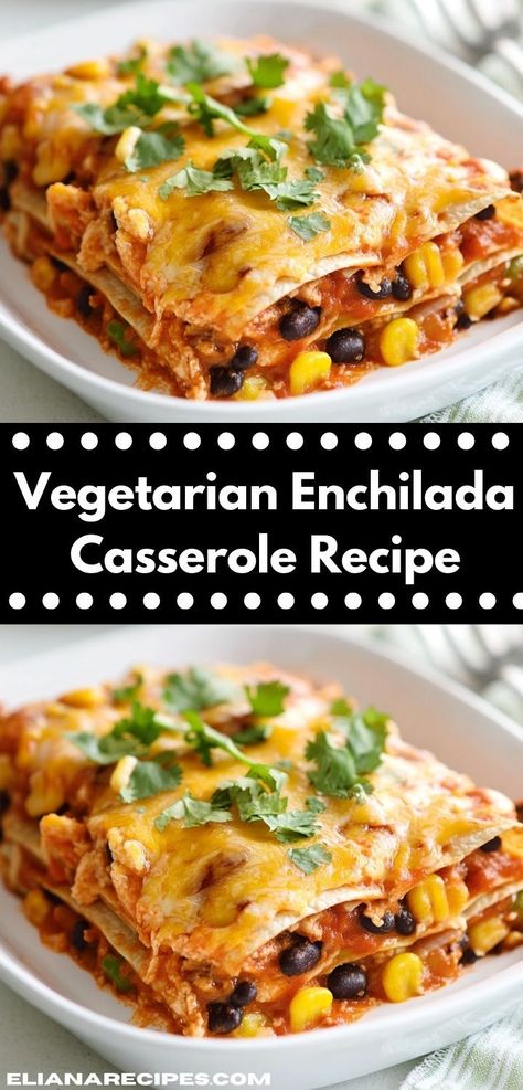 Craving a quick and satisfying dinner? This easy Vegetarian Enchilada Casserole Recipe allows you to whip up a hearty meal in no time, perfect for busy weeknights while keeping the whole family happy. Vegan Enchilada Casserole, Vegetarian Enchilada, Vegetarian Enchilada Casserole, Veggie Enchiladas, Vegan Enchiladas, Vegetarian Enchiladas, Enchilada Casserole Recipes, Satisfying Meals, Bean Enchiladas