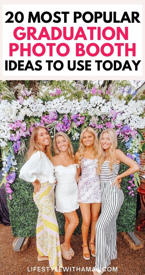 Diy Photo Booth Backdrop Graduation, Outdoor Photo Wall Ideas, Diy Outdoor Photo Booth, Outdoor Party Photo Backdrop, Outdoor Picture Backdrop Ideas, Graduation Selfie Station, Grad Party Photo Backdrop Outside, Prom Picture Backdrop Ideas Outside, Graduation Party Picture Backdrop Ideas