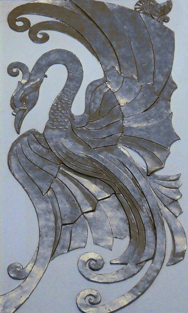 Art Deco ornament in the lobby of the Chicago Motor Club Building Fenix Art, Art Deco Dragon, Club Building, Art Deco Bird, Architecture Foundation, Metal Etching, Art Deco Buildings, The Lobby, Art Deco Pattern