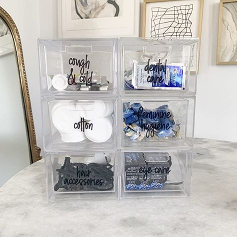 Future Home Organization, Stackable Organizers, Amazon Organization, Decor On Amazon, Organizing Small Home, Clear Storage Bins, Organization Bathroom, House Organisation, Clear Storage