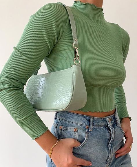 Trending: Sage Green Co-ord Quotes Korean, 40 Fashion, Simple Fashion, Nalu, Green Top, Accessories Fashion, Mode Inspo, Fashion Quotes, Fashion Lookbook