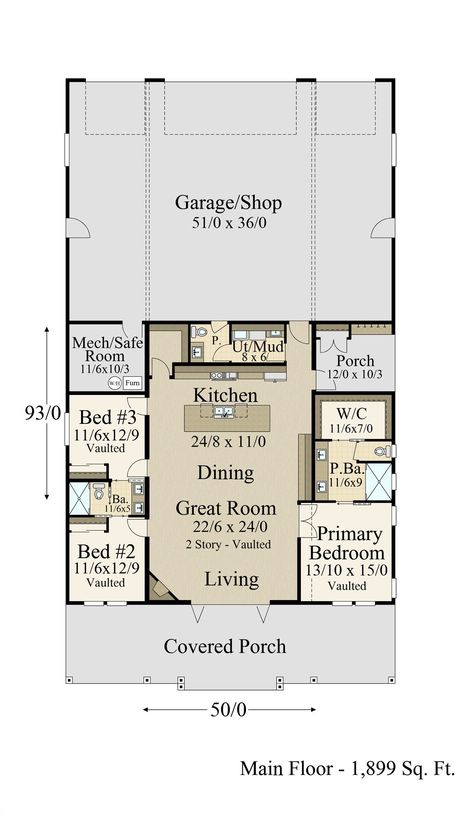 3 Room House Plan, Barndominium House Plans, Lodge House Plans, Loft Floor Plans, Barndominium House, House Plan With Loft, Barndominium Plans, Little House Plans, Basement Floor Plans