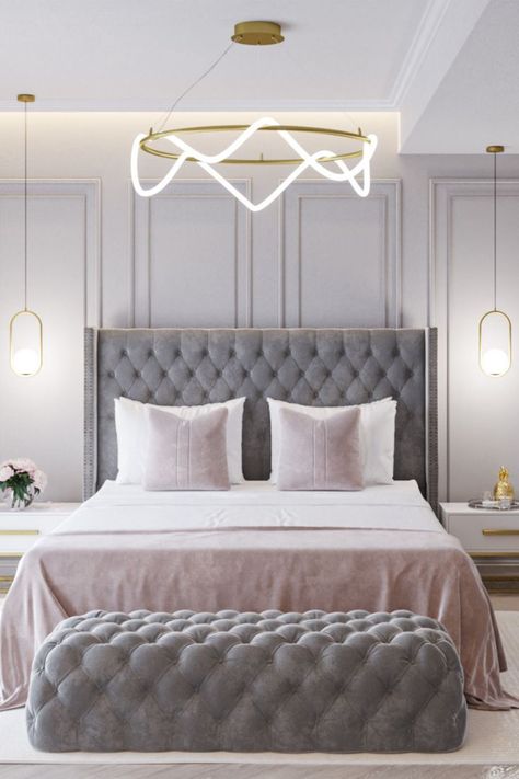 Grey and gold bedroom