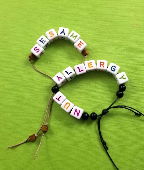 Allergy Bracelet, Kids Checklist, Food Allergies Awareness, Allergy Awareness, Food Allergy, Alphabet Beads, Love Craft, Name Bracelet, Fun Food