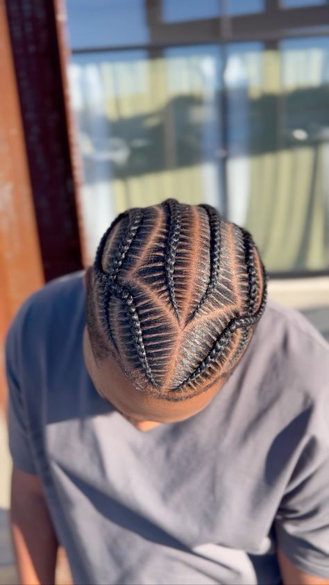 Instagram Half Cornrows Half Box Braids Men, 6 Stitch Braids Men, Men Scalp Braids, Men’s Simple Braids Hairstyles, Men’s Braided Designs, Plats Braids For Men, Cornrows Short Hair, Braid Designs For Men, Future Cosmetologist