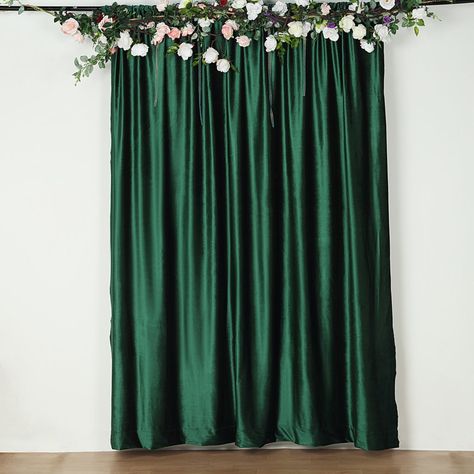 8Ft H x 8Ft W Hunter Green Premium Velvet Backdrop Curtain Panel Drape Curtain Measurements, Quince Court, Velvet Backdrop, Lotr Wedding, Backdrop Fabric, Backdrop Stands, Sequin Backdrop, Emerald Green Weddings, Special Events Decor