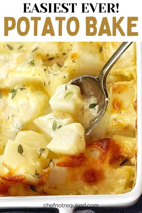 Easy Potato Bake, Creamy Potato Bake, Potato Bake Recipe, Cheesy Potato Bake, Easy Baked Potato, Cheesy Potatoes Recipe, Potatoes In Oven, Aussie Food, Frozen Potatoes