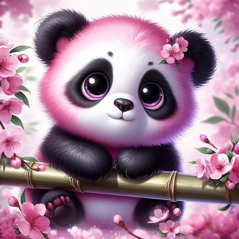 Cute, sweet, funny, tiny, pink panda #pinkpanda #art #cutepanda🐼 Panda Cute Aesthetic, Pink Panda Aesthetic, Panda Cute Painting, Sleepy Panda Cartoon, Panda Pink, Panda Painting, Pink Games, Pink Panda, Panda Love