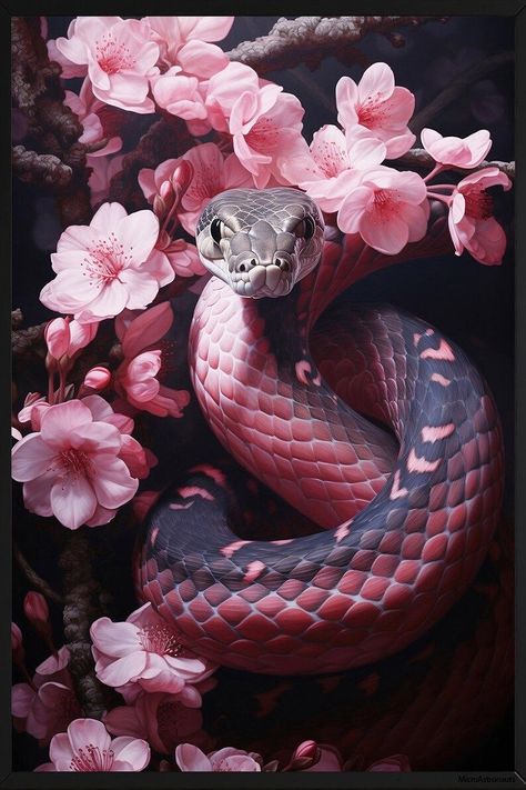 Girly Spooky Wallpaper, Skull And Snake Wallpaper, Snake Coiled Up, Pink Snake Aesthetic, Snake Background Aesthetic, Snake Asethic, Pink Snake Wallpaper, Pink Snake Tattoo, Red Snake Wallpaper