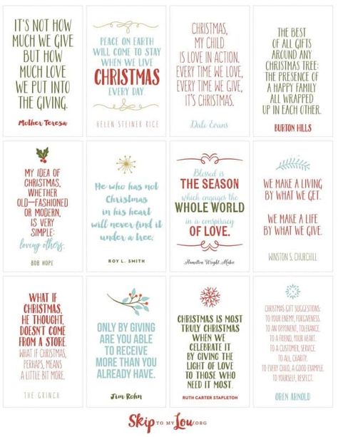 Christmas Quotes {FREE Printable Cards} | Skip To My Lou Christmas Quotes Printable, Christmas Card Sentiments, Christmas Cards Wording, Cute Christmas Quotes, Christmas Card Verses, Best Christmas Quotes, Christmas Card Sayings, Christmas Card Messages, Christmas Sayings