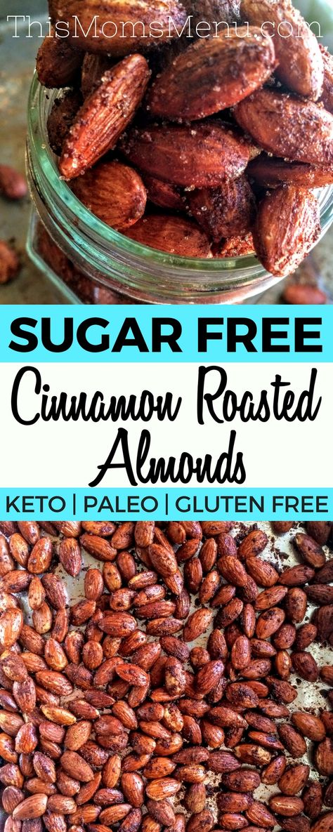 Cinnamon Roasted Almonds | Sugar Free Roasted Almonds Recipe, Cinnamon Roasted Almonds, Weekly Meal Prep, Quick Diet, Healthy Nuts, Low Carb Dessert, Cinnamon Almonds, Roasted Nuts, Quick Snack