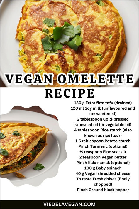 Vegan Omelette Recipe Vegan Omelette Recipe, Vegan Shredded Cheese, Vegan Omelette, Just Egg, Omelette Recipe, Nutritious Smoothies, Egg Free Recipes, Plant Based Breakfast, Breakfast Healthy