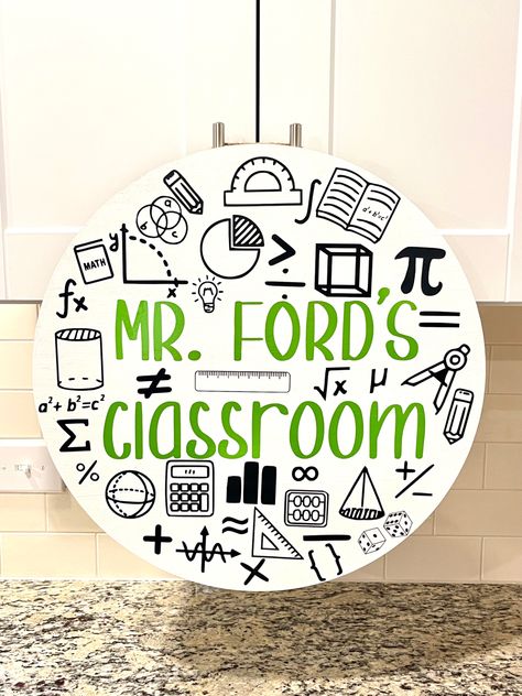 Math Door Hanger, Math Teacher Door Hanger, Math Teacher Door, Circle Teacher Door Hanger, Round Wood Door Hangers Teacher, Teacher Door Hanger Classroom Signs, Where Is The Teacher Door Sign, Teacher Door Sign, Classroom Door Signs