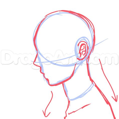 Anime Face Drawing Tutorial, Draw Side View, Anime Side View, Anime Side Profile, Anime Heads, Face Drawing Tutorial, Side Face Drawing, Side View Drawing, Drawing Anime Bodies