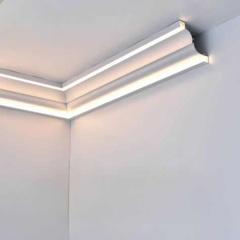 For ceiling two sides lighting corner aluminum Led channel Corner Lighting, Double Eyelids, Interior Design Lighting, Corner Lights, Led Profile, Led Light Design, Indirect Lighting, Recessed Ceiling, Arabic Alphabet