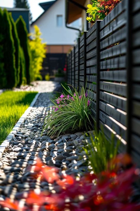 Fence Line Landscaping Ideas I Love Sharing! Backyard Fence Line Landscaping, Fence Line Landscaping Ideas, Fence Line Landscaping, Non Invasive Bamboo, Landscaping Along Fence, Porch Windows, Balcony Bar, Backyard Balcony, Backyard Paradise