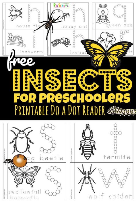 Birds Activities, Dot Marker Printables, Free Printable Alphabet Worksheets, Letter Recognition Worksheets, Insect Coloring Pages, Insects Preschool, Insect Activities, Preschool Play, Sequencing Cards