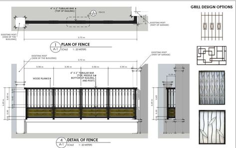 Terrace Gate Design, Grill Fence Design, Fence Design Modern, Terrace Fence, Simple Gate Designs, Compound Wall Gate Design, Isometric House, Fence House, Fence Planning