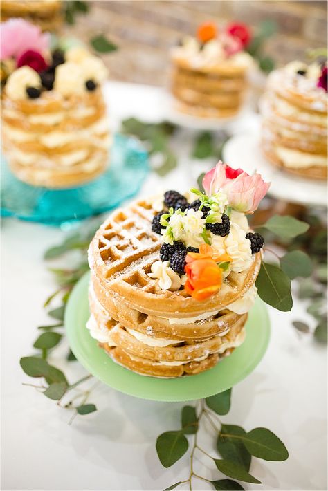 Fancy Waffles, Breakfast Wedding Reception, Waffle Wedding, Waffle Cakes, Bridal Breakfast, Wedding Cake Centerpieces, Breakfast Wedding, Wedding Cake Options, Easter Wedding