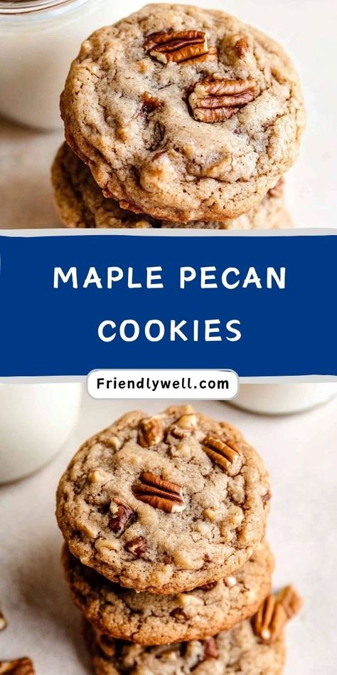 Indulge in these Maple Pecan Cookies, a sweet and nutty delight! 🍁✨ Buttery pecans and rich maple flavor combine to create a cookie that’s perfect for fall or holiday baking. Easy to make and impossible to resist! 🍪❤️ #MapleCookies #PecanRecipes #FallBaking #SweetTreats Pecan Date Cookies, Magnolia Bakery Cookies, Maple Syrup Sweetened Cookies, Pecan Sugar Cookie Recipe, Pecan Flour Cookies, Maple Pecan Cookies Recipe, Peacon Pie Cookies Recipe, Maple Christmas Cookies, Martha Stewart Cookie Recipes