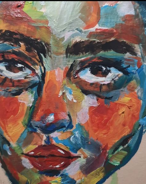 art, colorful, painting, portrait, woman, Colorful Self Portraits Paintings, Portrait Colour Palette, Colorful Self Portraits, Layers Art, Personal Investigation, Layered Art, Portrait Woman, Self Portraits, Bold Art