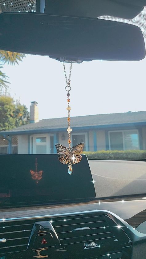 FairyBeadsDesign - Etsy Butterfly Car Decor, Wall Hanging Aesthetic, Car Mirror Hanging Accessories, Car Rearview Mirror Accessories, Mirror Accessories, Car Deco, Cool Car Accessories, Car Hangers, Rear View Mirror Accessories