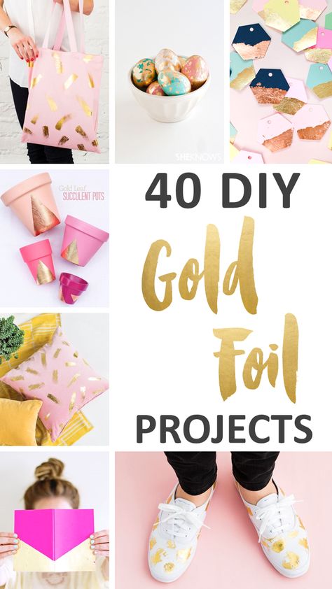 Love Gold? Try These 40 DIY Gold Leaf Paper Crafts. | Ideahacks.com Gold Flake Crafts, Gold Leaf Ideas, Gold Foil Art Diy, Coolest Crafts, Diy Gold Leaf, Gold Foil Diy, Makers Studio, Cool Crafts, Leaf Projects