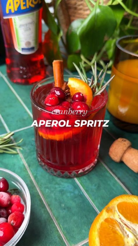 Sarah Bond | Cranberry Aperol Sptriz! Drop in those spiced cranberry ice cubes, top with Aperol and bubbly, and watch the magic happen. It’s the... | Instagram Cranberry Ice Cubes, Cream Of Tartar Uses, Cranberry Ice, Shaken Not Stirred, Winter Cocktails, Fall Cocktails, Homemade Holiday, Alcoholic Beverages, Cream Of Tartar