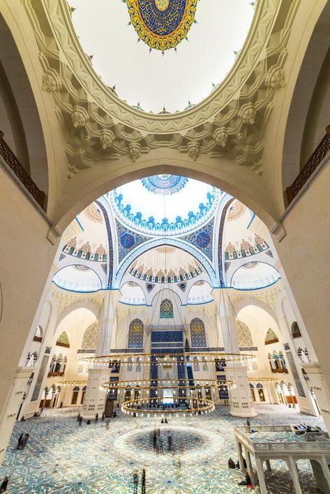 CAMLICA MOSQUE in Istanbul, Turkey. ISTANBUL, TURKEY - MARCH 12, 2019: CAMLICA MOSQUE interior view in Istanbul, Turkey. Camlica Mosque is Turkey`s biggest stock photo Camlica Mosque Istanbul, Mosque Turkey, Mosque Interior, Desert Temple, Aya Sofia, Interior View, Mosque Architecture, Mecca Wallpaper, Turkey Istanbul