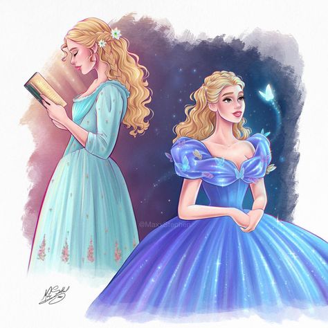 Spur of the moment piece to welcome this masterpiece back to Disney+ 🫶🏼🦋✨ | אינסטגרם Cinderella Live Action Fanart, Cinderella Fanart, Baby Disney Princess, Cinderella Live Action, Classic Essence, Cinderella Wallpaper, Elain Archeron, Cinderella 1950, Cinderella Art