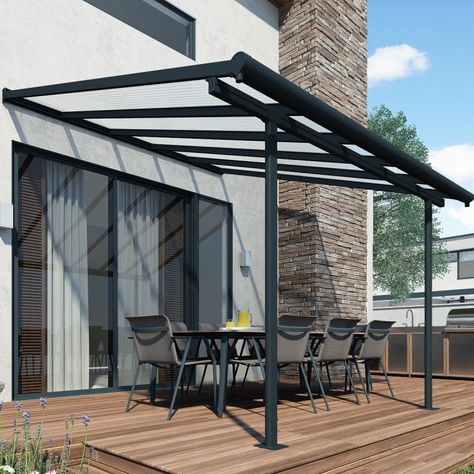 Metal Patio Covers, Covered Pergola Patio, Polycarbonate Roof Panels, Roof Skylight, Grey Patio, Patio Pergola, Patio Cover, Garden Furniture Covers, Covered Pergola