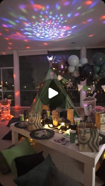 Teepee’s Party by Paola Dávila on Instagram: "Pijama Party 

Regina 11 años 

Starbucks

#starbucks #starbuckscoffee #pijamaparty #teepeespartyslp #teepees #decoracion #pijama #party #pijamada #pijamadareal #balloons #backdrop #picnic #night #happybirthday" Balloons Backdrop, Pijama Party, Starbucks Coffee, Balloons, On Instagram, Instagram