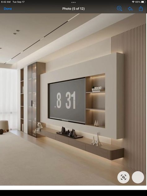 Modern Classic Tv Wall Design, Interior Design For Tv Wall, 2024 Tv Wall Design, Backdrop Tv Design, Big Tv Living Room, Wall Tv Ideas Living Rooms, Big Tv Wall, Living Room Tv Wall Ideas, Bedroom Tv Wall Ideas