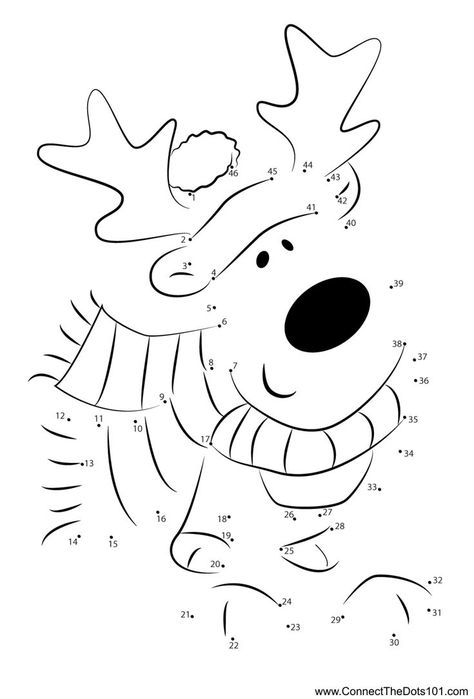 Cute Reindeer Christmas Dot to Dot Christmas Connect The Dots, Christmas Dot To Dot, Hard Dot To Dot, Dot To Dot Puzzles, Dot To Dot Printables, Dots Game, Christmas Activity Book, Dots Free, Dot Worksheets