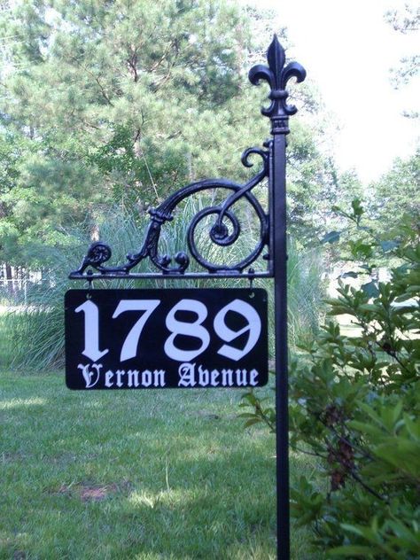 Victorian House Numbers, Address Sign Ideas, Signage Systems, Custom Farm Signs, Exterior Wall Art, House Numbers Diy, Number Ideas, Diy Shutters, House Cladding