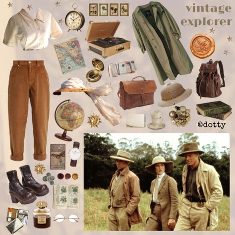 Cartographer Aesthetic Outfit, 1920s Explorer Aesthetic, Vintage Adventurer Outfit, 1800s Explorer Aesthetic, Vintage Archeologist Aesthetic, Female Explorer Aesthetic, Vintage Adventure Outfit, 1940s Adventurer Aesthetic, Adventure Academia Outfits