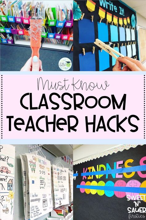 I'm sharing a compiled list of the best elementary teacher hacks, which will save you time, energy, and help get your classroom organized! These classroom ideas, tips, and tricks are great because many of them are DIY and also inexpensive. Whether you're a kindergarten teacher or 6th grade teacher, you'll find these ideas helpful. Classroom Diy Projects, Classroom Groups Organization, Grade Six Classroom Ideas, Class Ideas For Teachers, 3rd Grade Teacher Tips, Teacher Shelf Organization, Kindergarten Teacher Organization, How We Get Home Classroom, Primary 6 Classroom