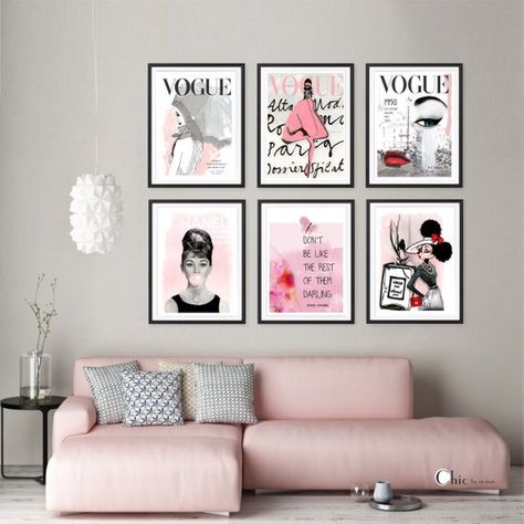 Chanel Home Decor, Chanel Prints, Magazine Wall Art, Vogue Poster, Audrey Hepburn Wall Art, Magazine Wall, Chanel Set, Prints Fashion, Fashion Art Prints